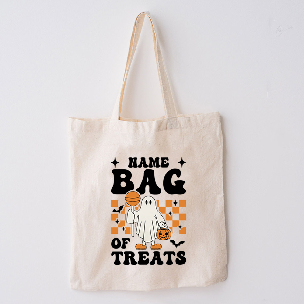 Personalized Bag Of Treats Halloween Ghost Tote Bag