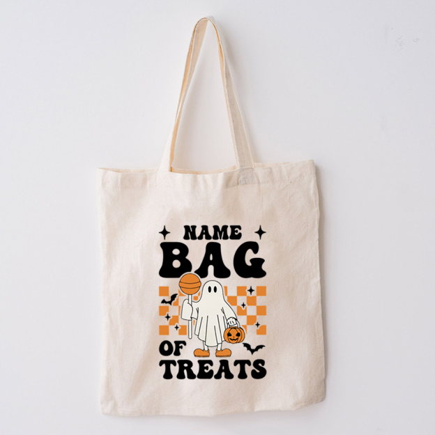 Personalized Bag Of Treats Halloween Ghost Tote Bag