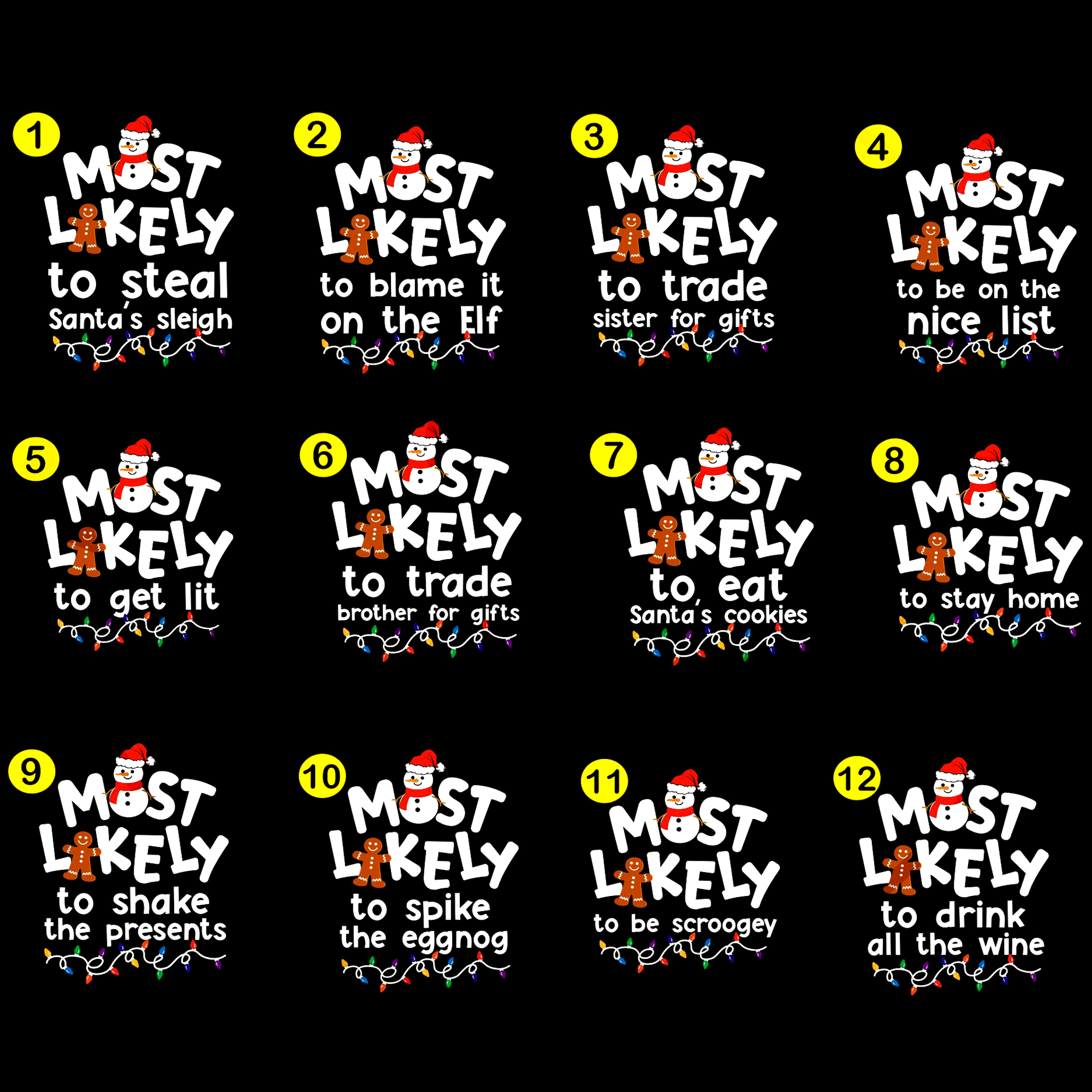 Most Likely To Gingerbread And Snowman Family Matching T-Shirts Beepumpkin