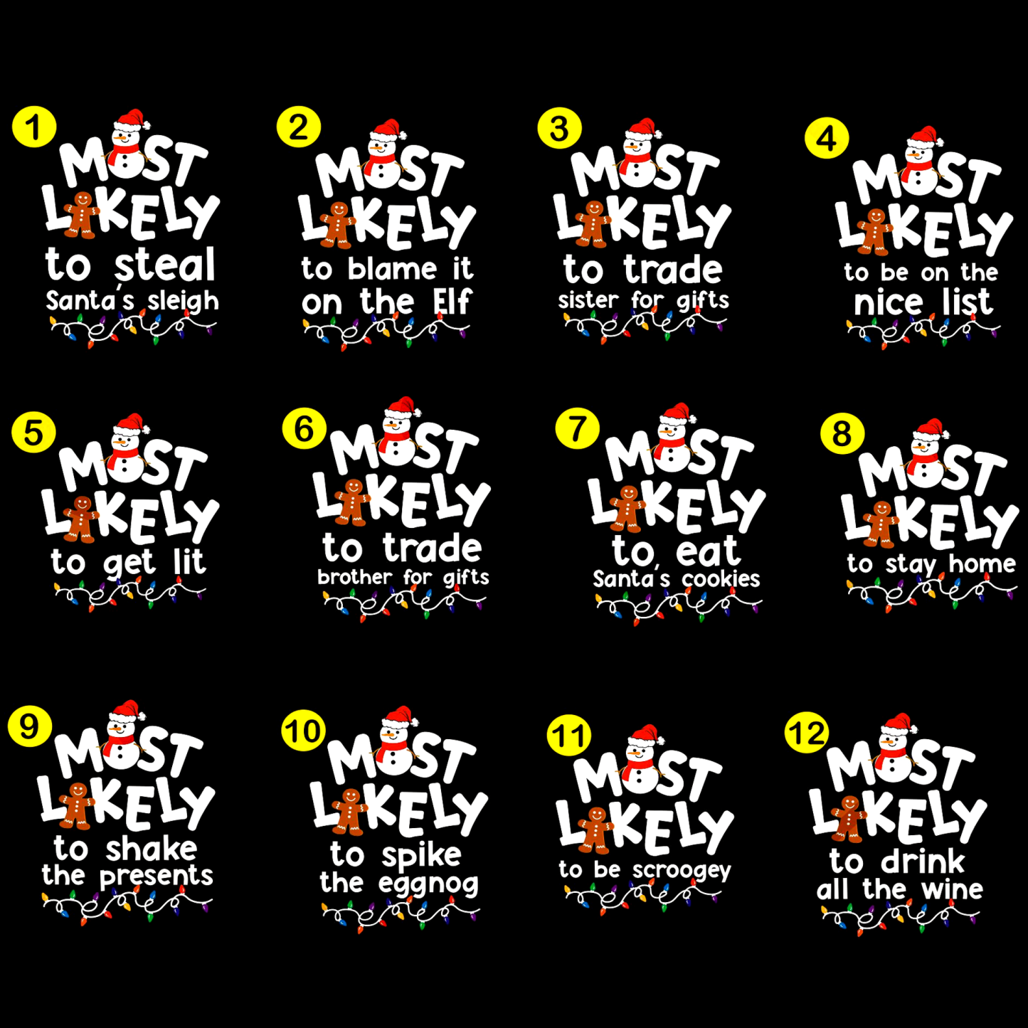 Most Likely To Gingerbread And Snowman Family Matching T-Shirts Beepumpkin