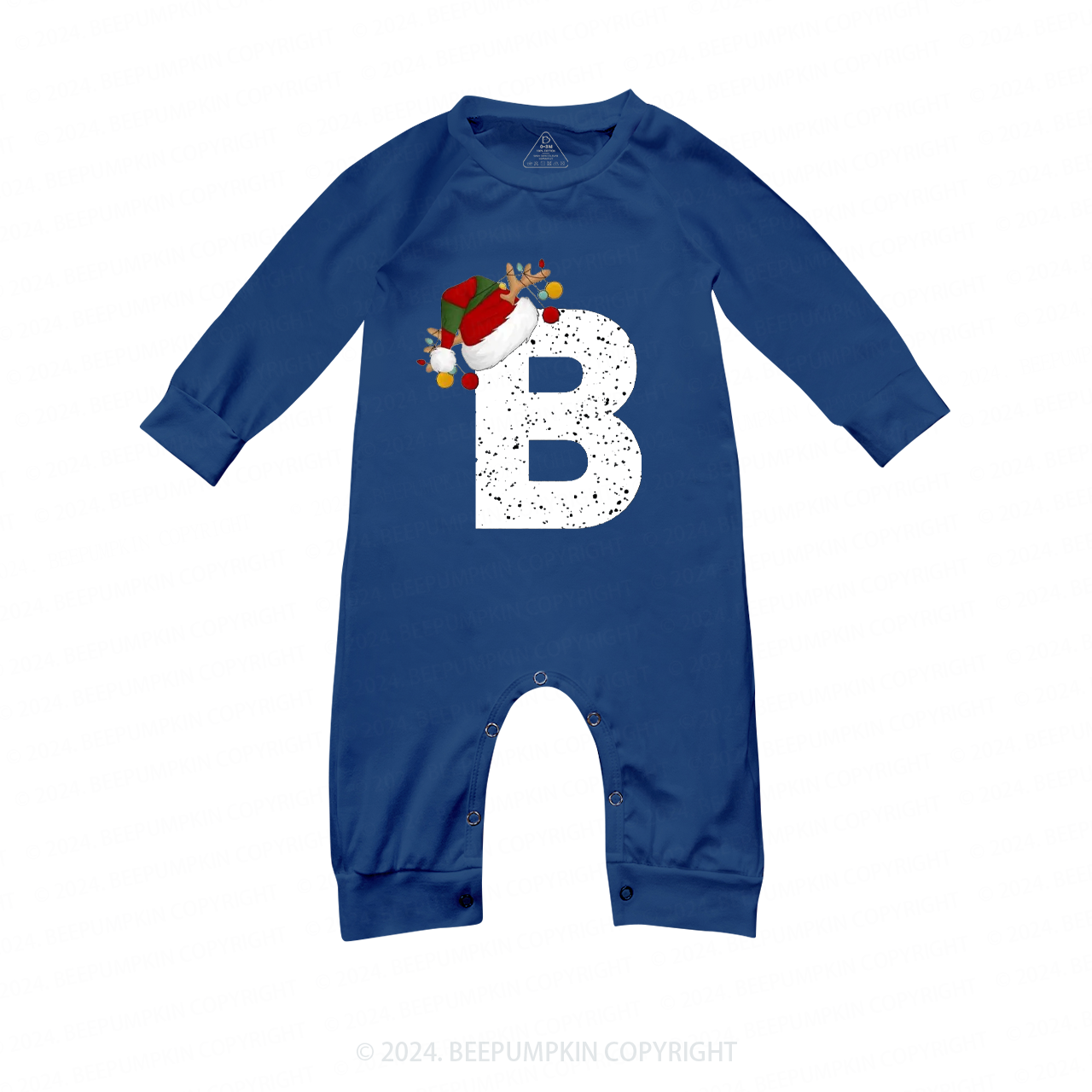 Personalized Christmas Alphabet Family Matching Blue Pajamas Beepumpkin