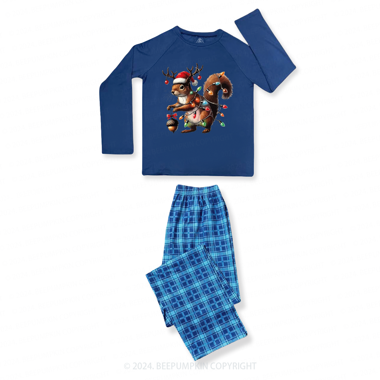 Christmas Peanut Squirrel  Family Matching  Blue Pajamas Beepumpkin
