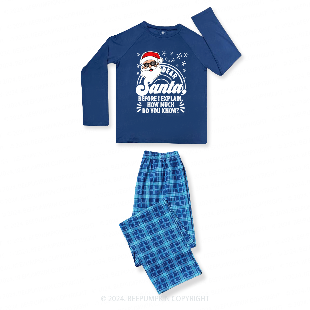 Personalized Dear Santa Family Group Family Matching Blue Pajamas Beepumpkin
