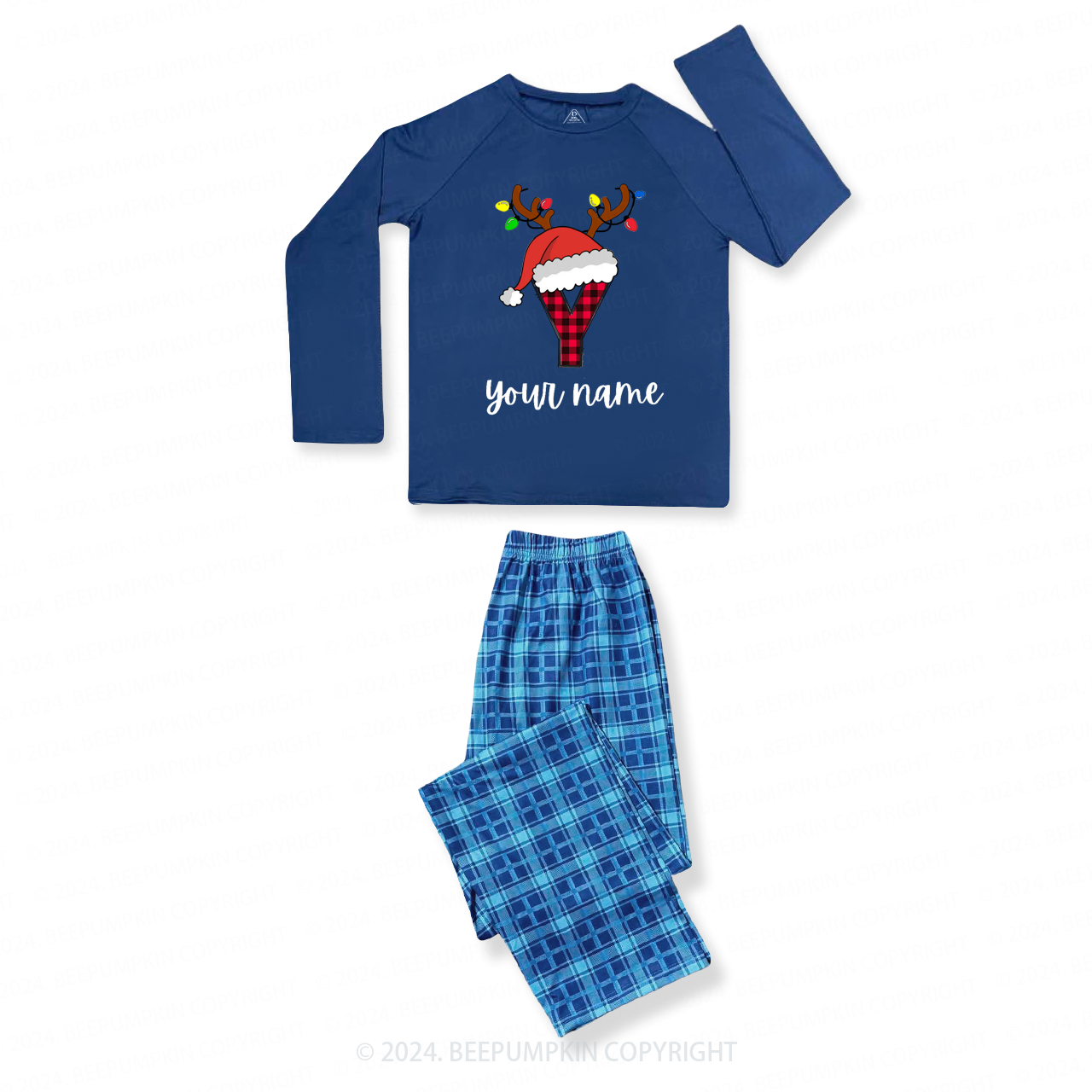 Personalized Monogrammed Family Matching Blue Pajamas Beepumpkin