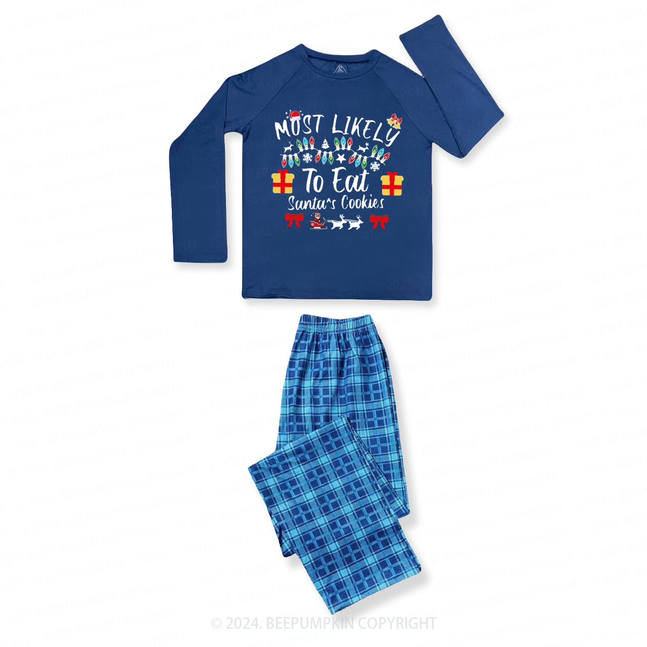 Personalized 200 Most Likely Christmas Family Matching Blue Pajamas Beepumpkin