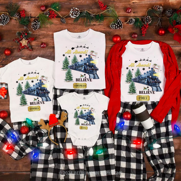 Personalized Train And Tree Family Matching T-Shirts Beepumpkin