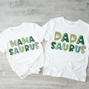 Image of Dinosaur Saurus Birthday Family Matching Tees Beepumpkin