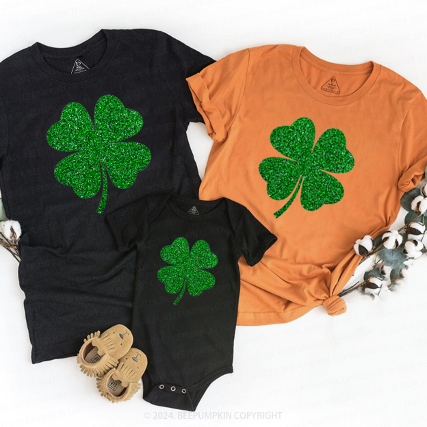 Shamrock Glitter St Patricks Day Family Matching T-Shirts Beepumpkin