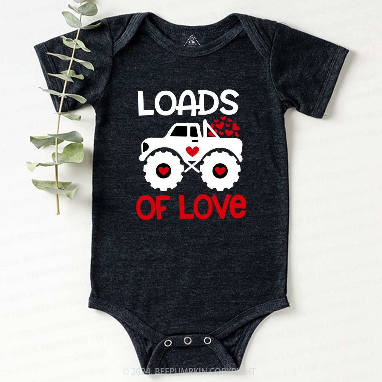 Loads of Love Valentines Truck Bodysuit For Baby