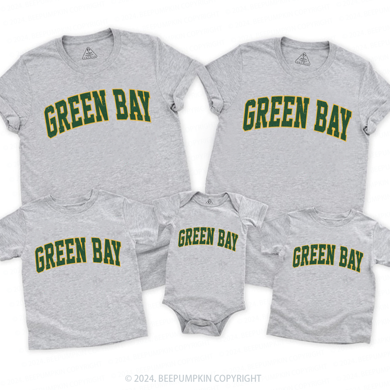 Vintage Green Football Family Matching Tees Beepumpkin