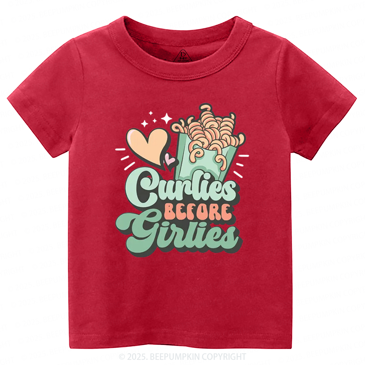 Curlies Before Girlies Valentine's Day Toddler&Kid's Tees Beepumpkin