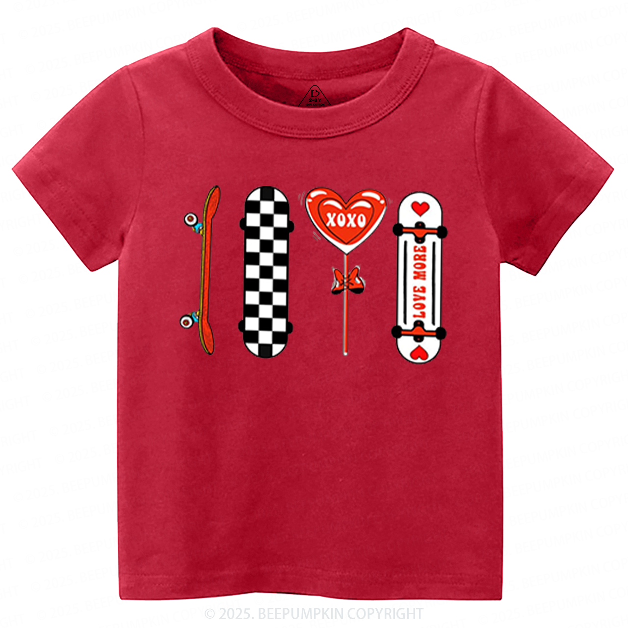 Skateboard Valentine's Day Toddler&Kid's Tees Beepumpkin