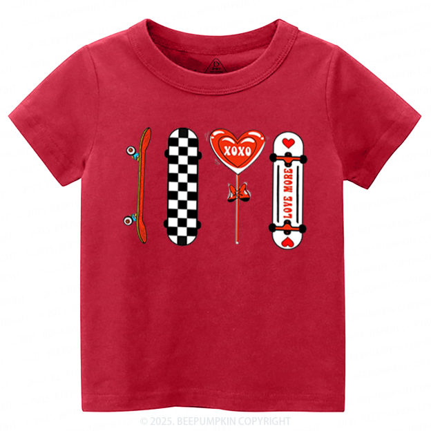Skateboard Valentine's Day Toddler&Kid's Tees Beepumpkin
