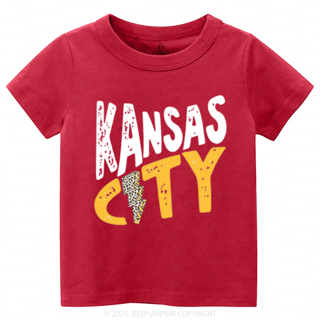 KC Leopard Lightning Football Toddler&Kid's Tees Beepumpkin