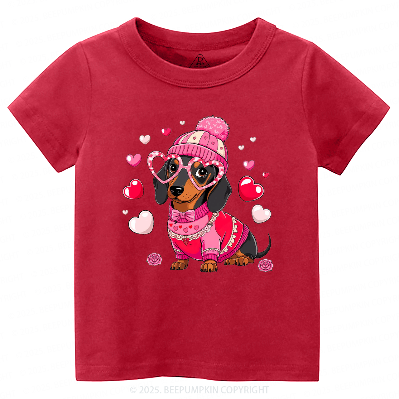 Dachshund Dog Valentine's Day Toddler&Kid's Tees Beepumpkin