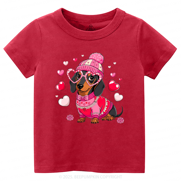 Dachshund Dog Valentine's Day Toddler&Kid's Tees Beepumpkin