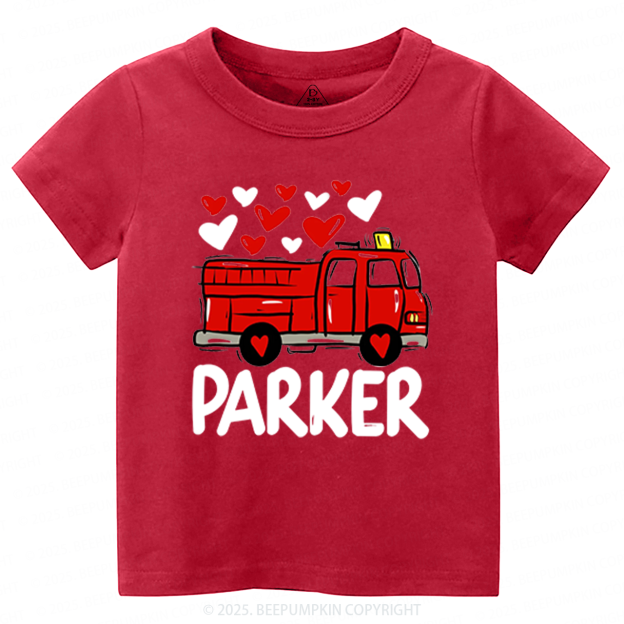 Fire Truck Valentine's Day Toddler&Kid's Tees Beepumpkin