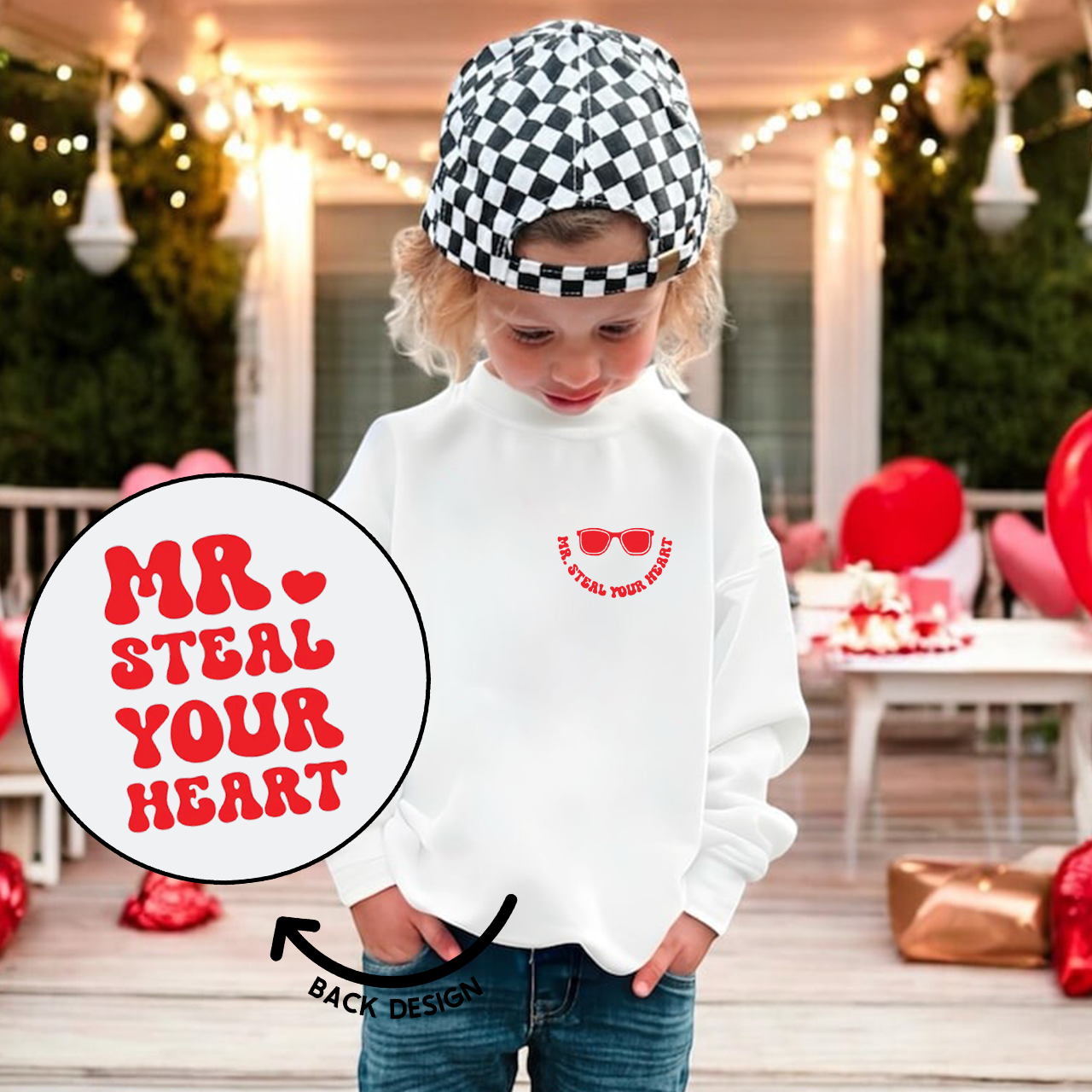 Mr Steal Your Heart Valentine's Day Kid's Sweatshirt
