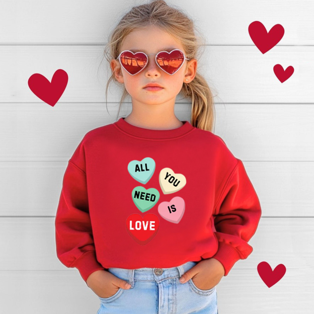 All You Need Is Love Valentine's Day Kid's Sweatshirt