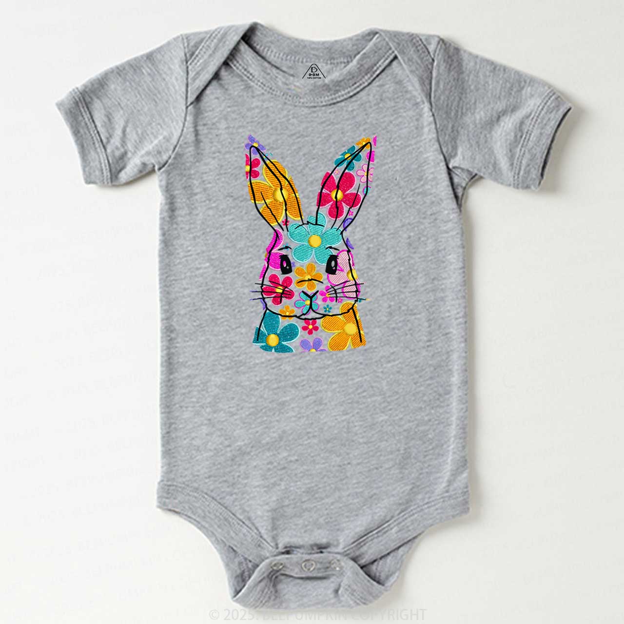 Bright Floral Bunny Easter Bodysuit Beepumpkin