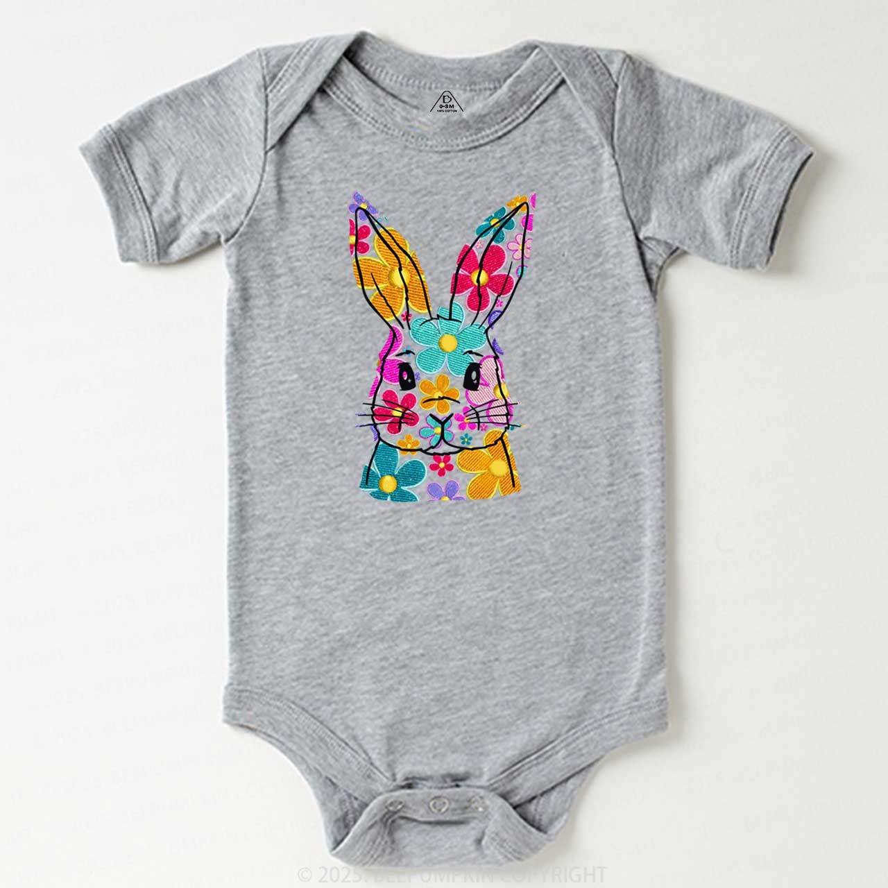 Bright Floral Bunny Easter Bodysuit Beepumpkin