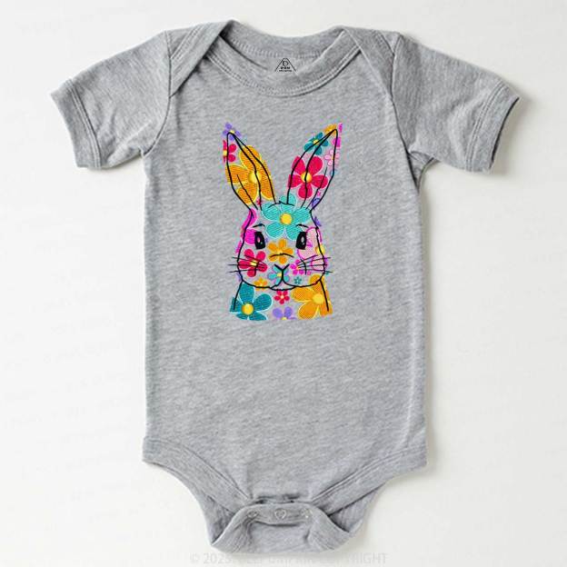 Bright Floral Bunny Easter Bodysuit Beepumpkin