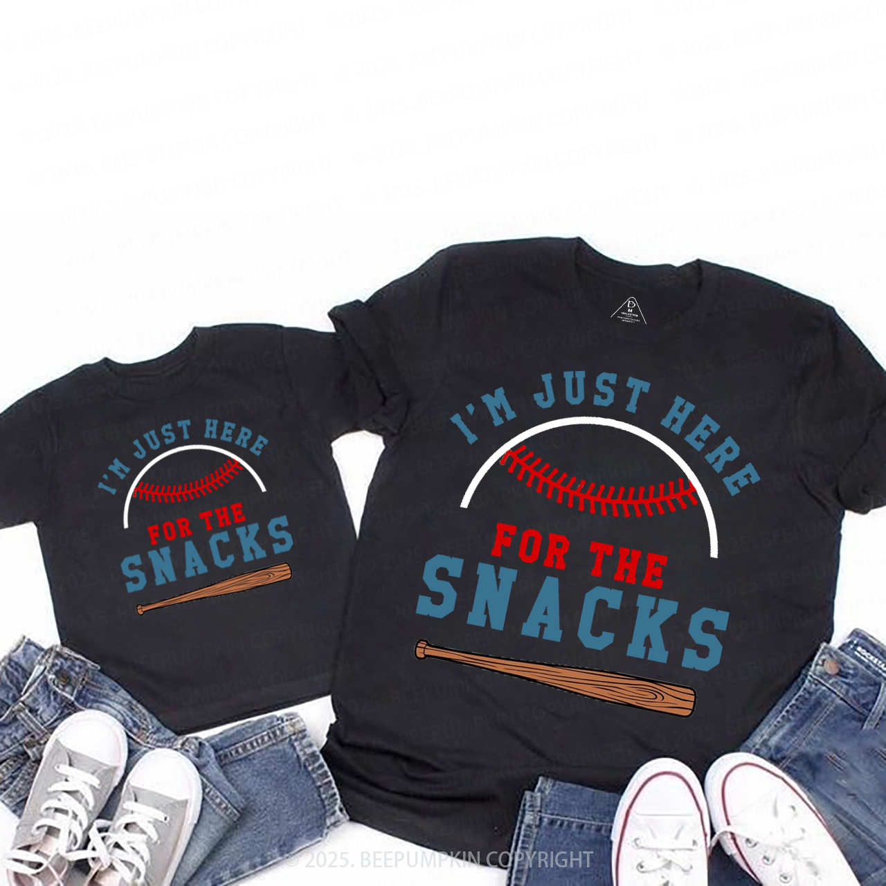 I'm Just Here For The Snacks Mom&Me Matching Tees