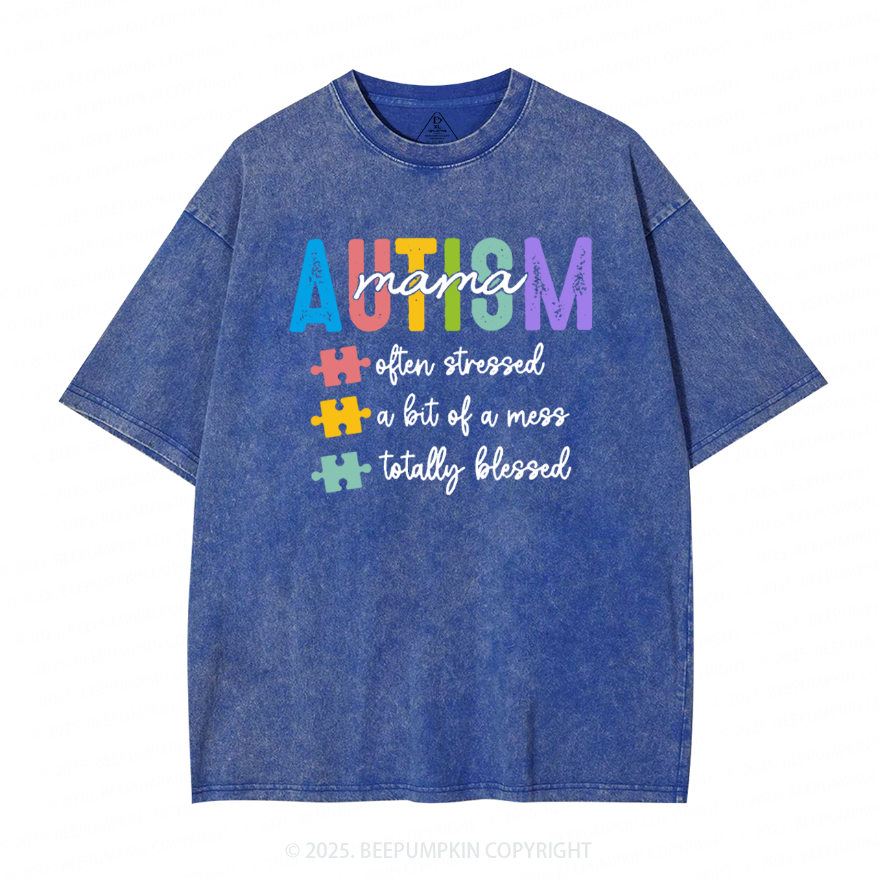 Awareness Autism Mama Washed T-Shirts