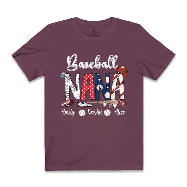 Personalized Kid‘s Names Baseball Grandma T-Shirts