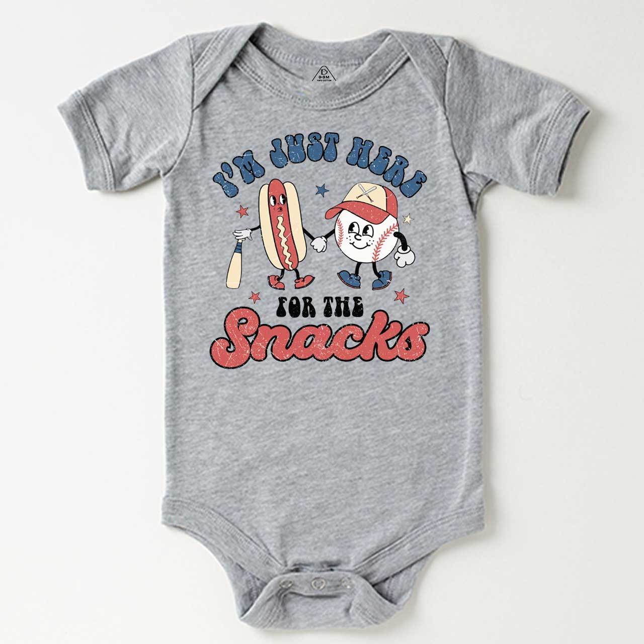 I'm Just Here For The Snacks Baseball Bodysuit Beepumpkin