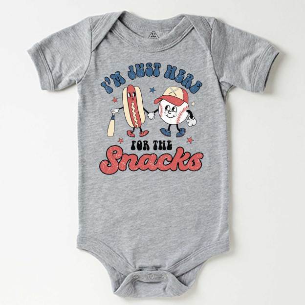 I'm Just Here For The Snacks Baseball Bodysuit Beepumpkin