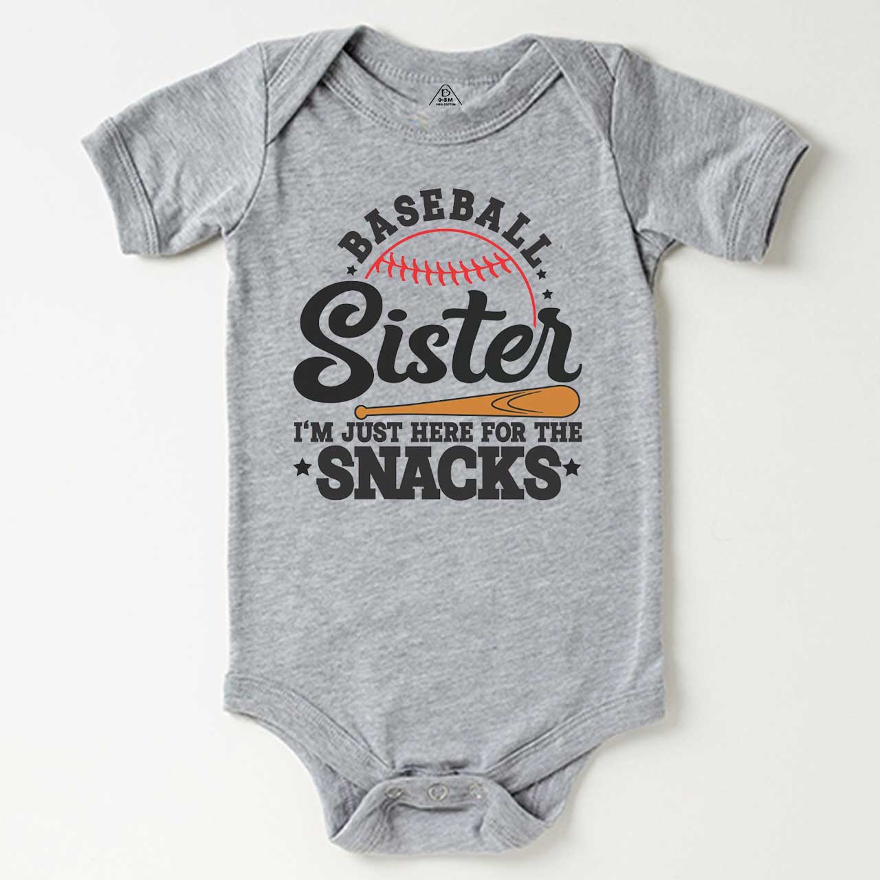 Baseball Sister I'm Just Here For The Snacks Bodysuit Beepumpkin