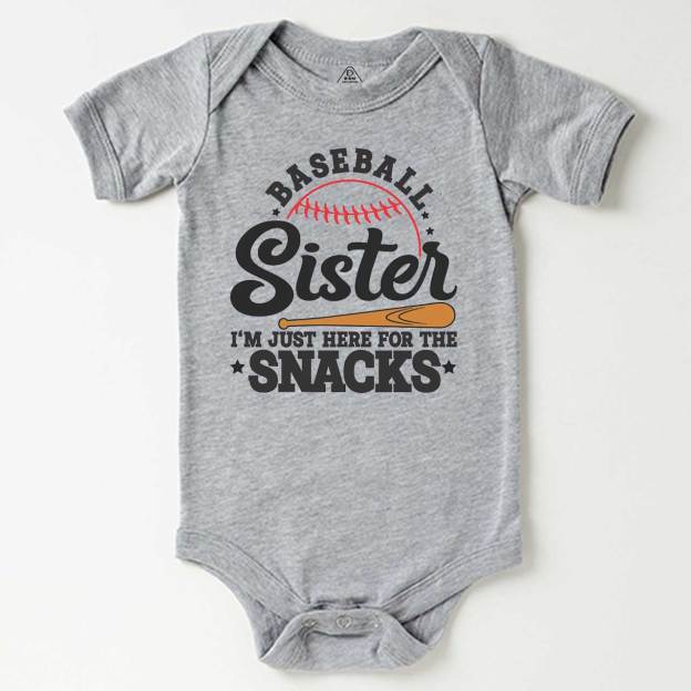 Baseball Sister I'm Just Here For The Snacks Bodysuit Beepumpkin