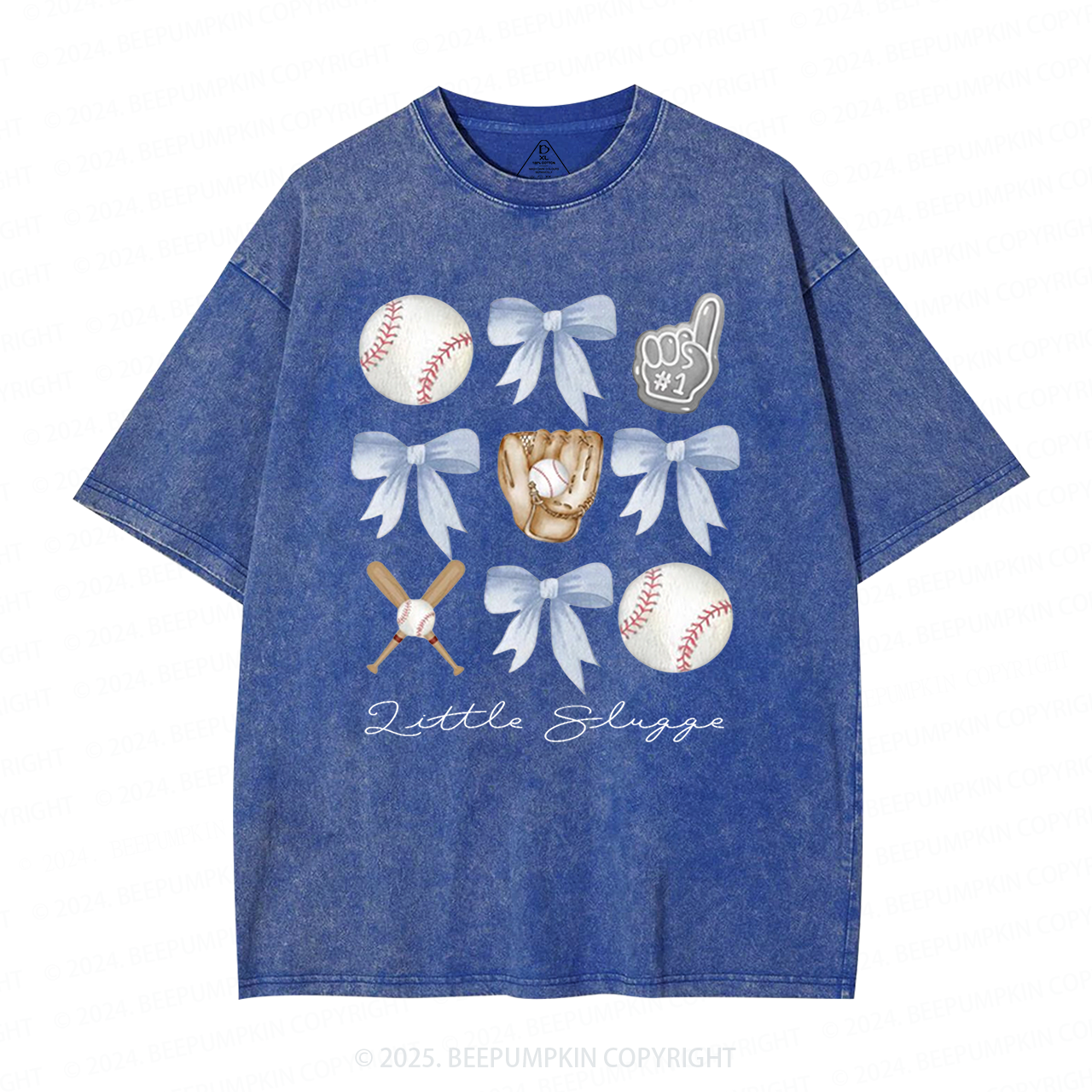 Personalized Bow Baseball Washed T-Shirts