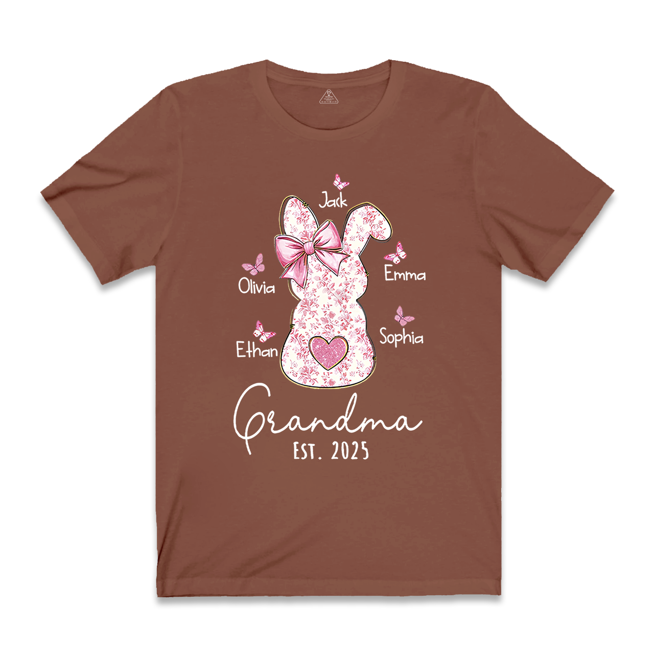 Personalised Pink Floral Butterfly Bunny Easter T-Shirt