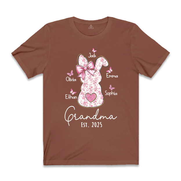 Personalised Pink Floral Butterfly Bunny Easter T-Shirt