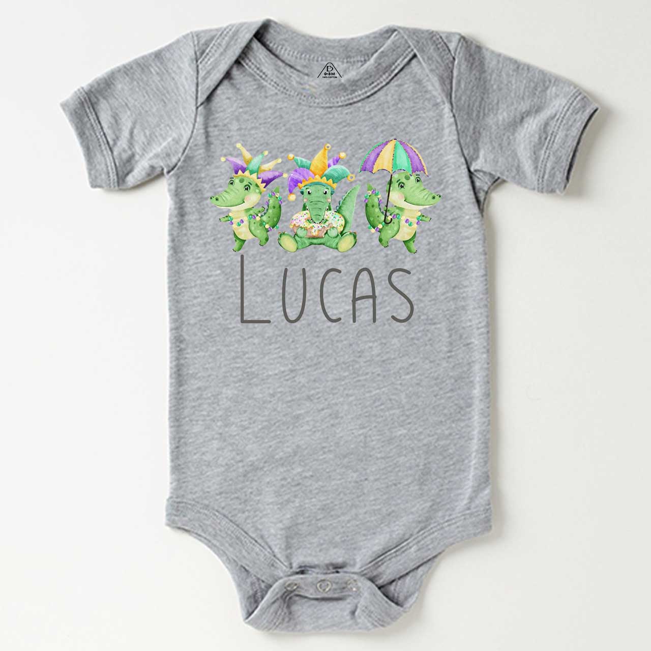 Personalized Mardi Gras Alligators Bodysuit Beepumpkin