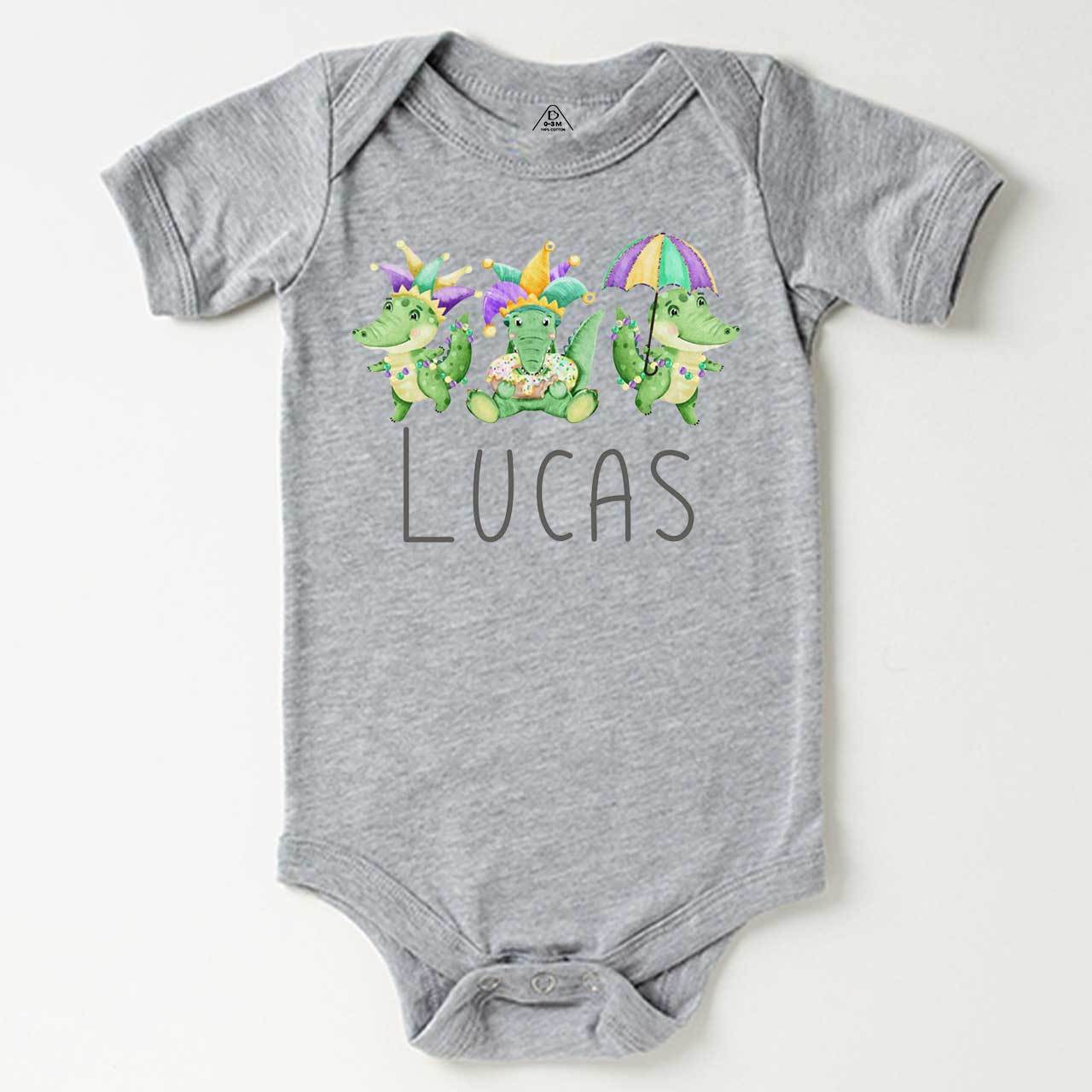 Personalized Mardi Gras Alligators Bodysuit Beepumpkin