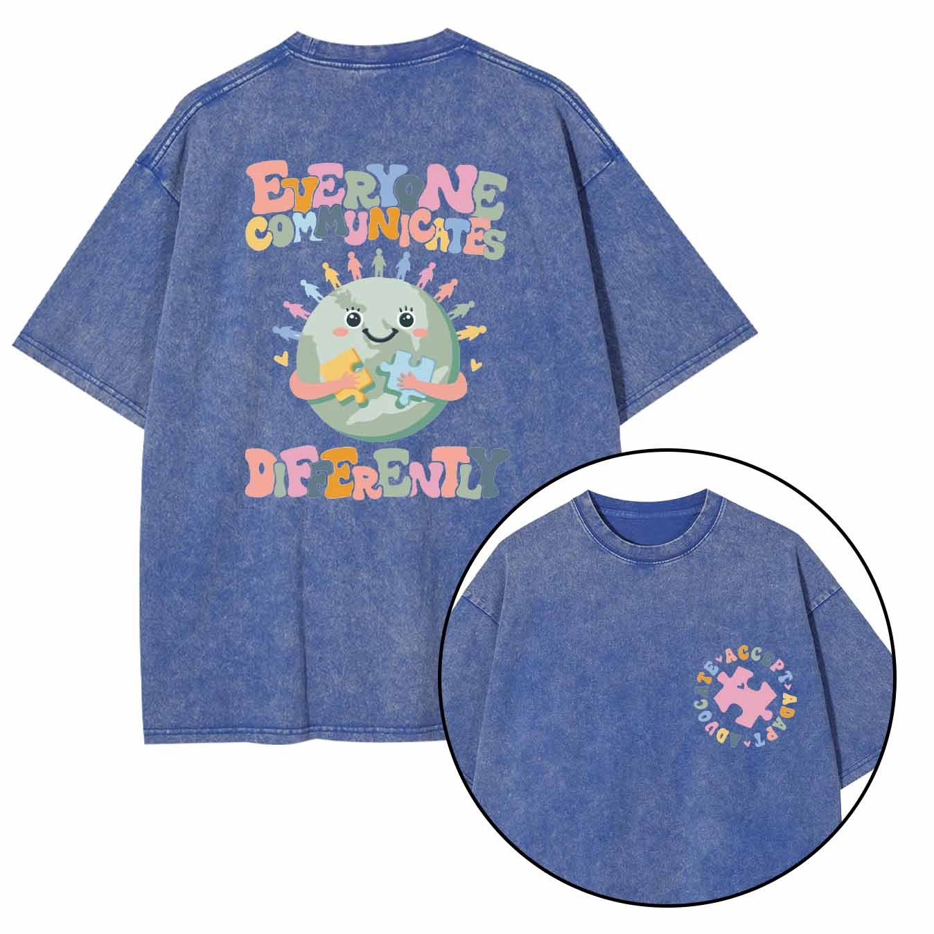 Everyone Communicates Differently Mama Washed T-Shirts