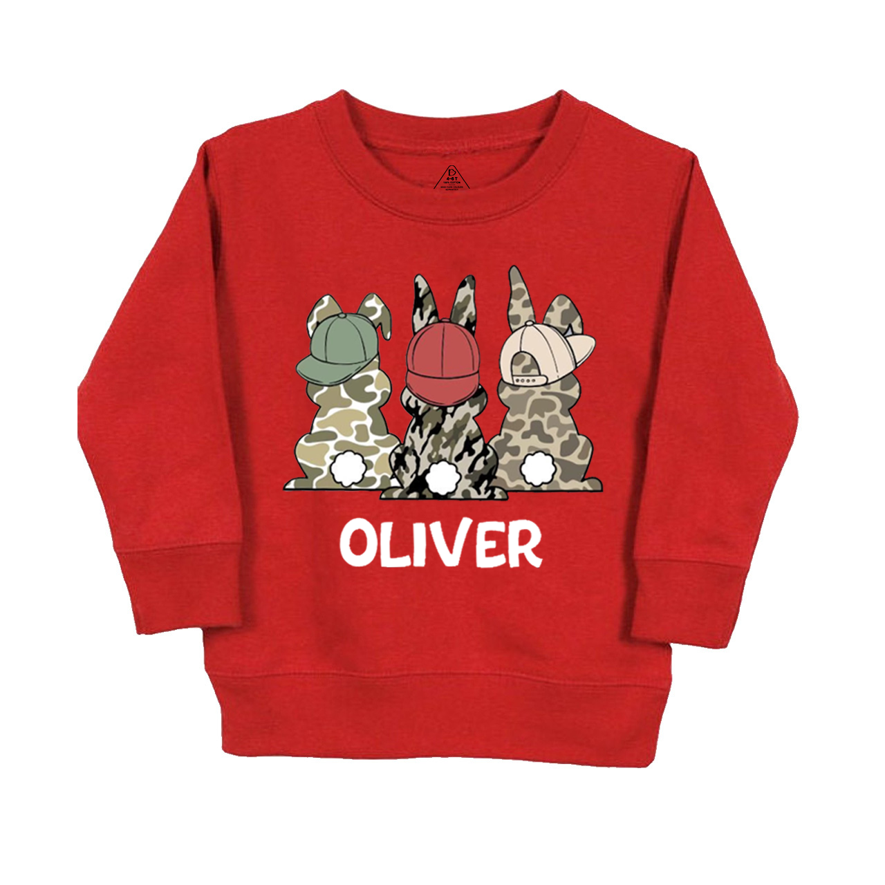 Personalized Name Camouflage Easter Bunny Kid's Sweatshirt