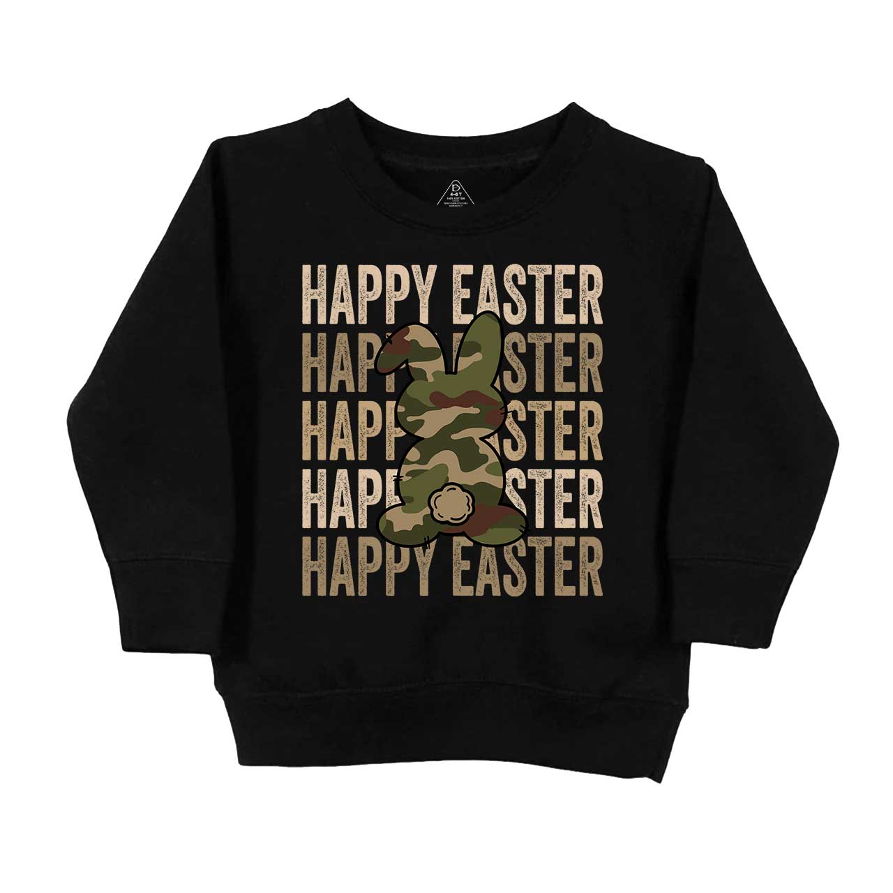 Easter Camouflage Happy Bunny Easter Kid's Sweatshirt