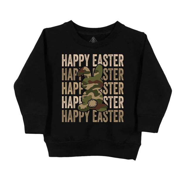 Easter Camouflage Happy Bunny Easter Kid's Sweatshirt