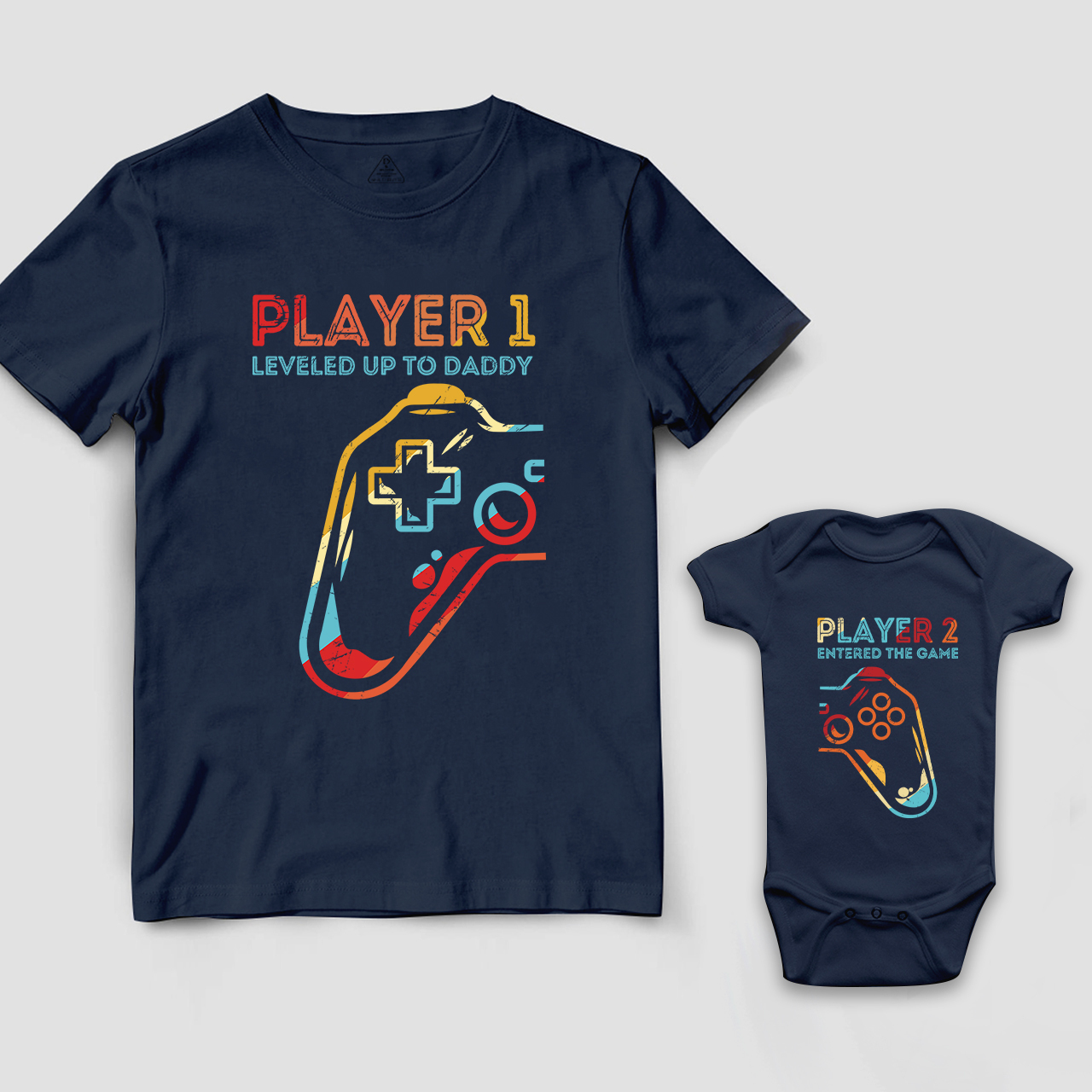 Level Up To New Daddy Player  Matching T-Shirts For Dad&Me