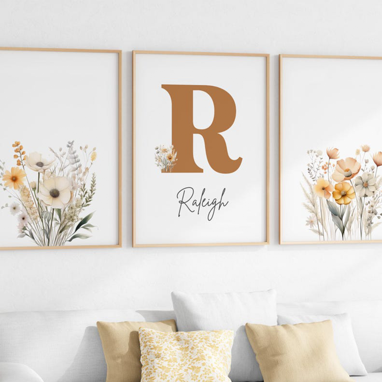 Personalized Name Wildflowers Digital Nursery Art