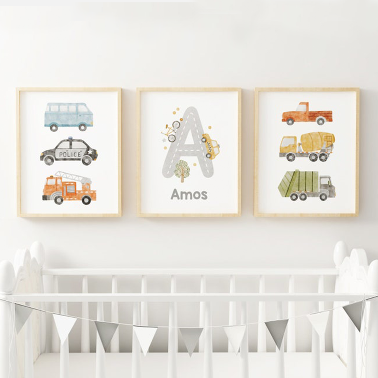 Trucks And Cars Digital Nursery Art