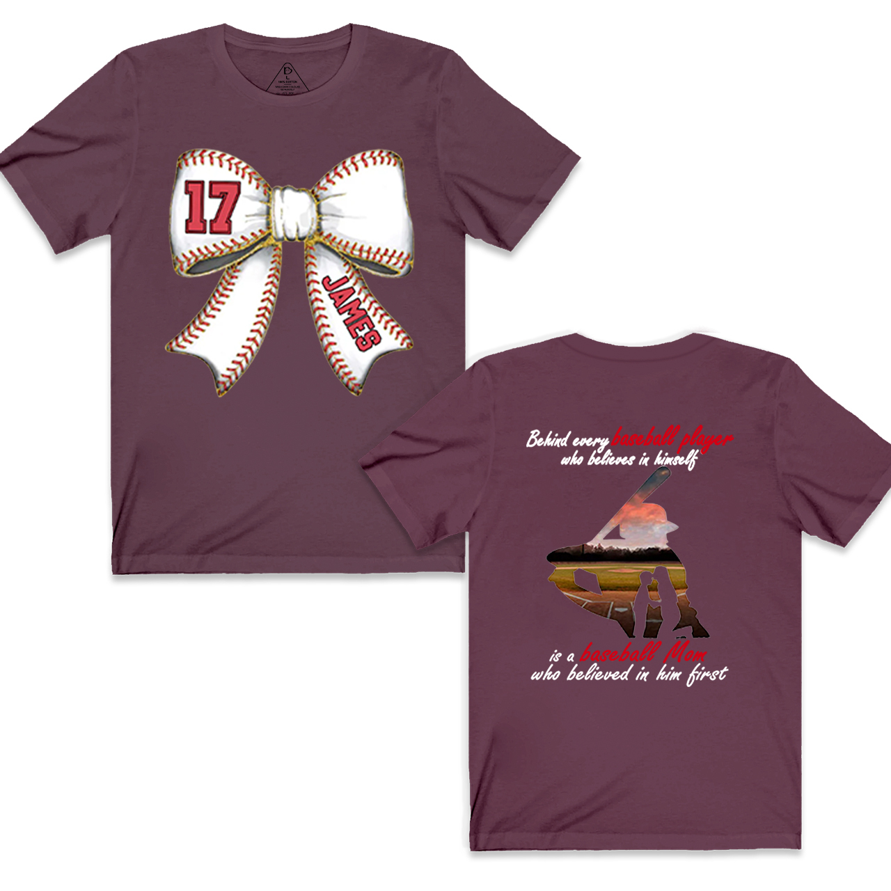Personalized Baseball Bow Mama T-Shirts