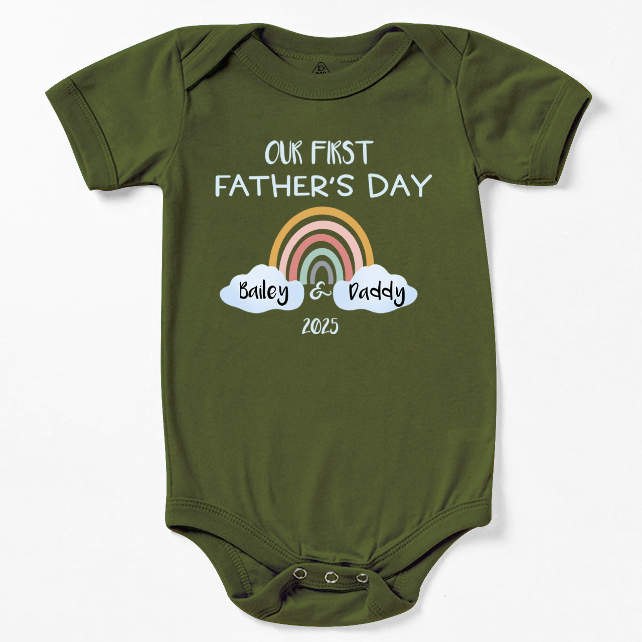 Personalization Our First Father's Day Rainbow Bodysuit For Baby