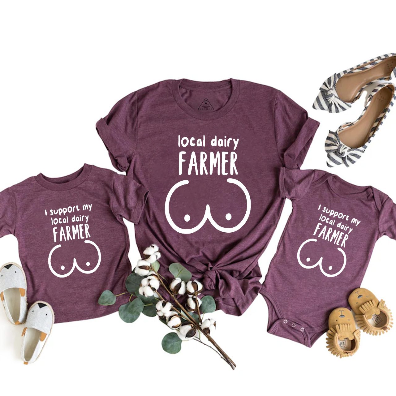 I Support My Local Dairy Farmer Mom&Me Matching Tees