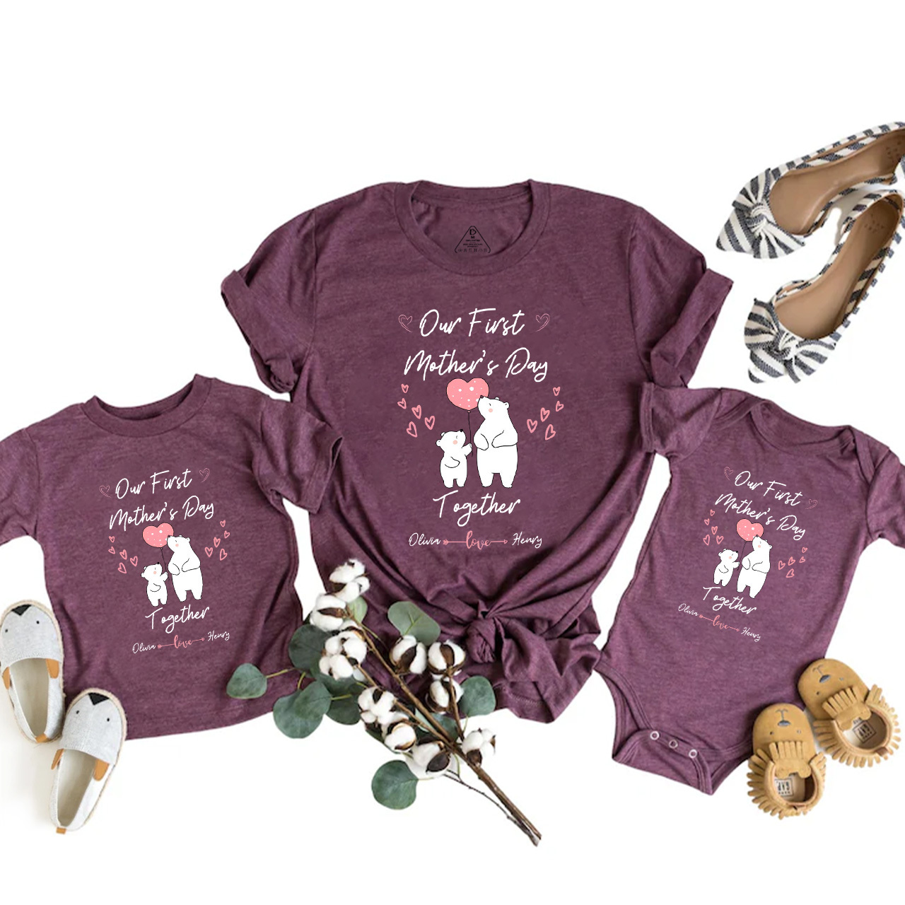 Personalized Bear Mommy And Me Matching Tees