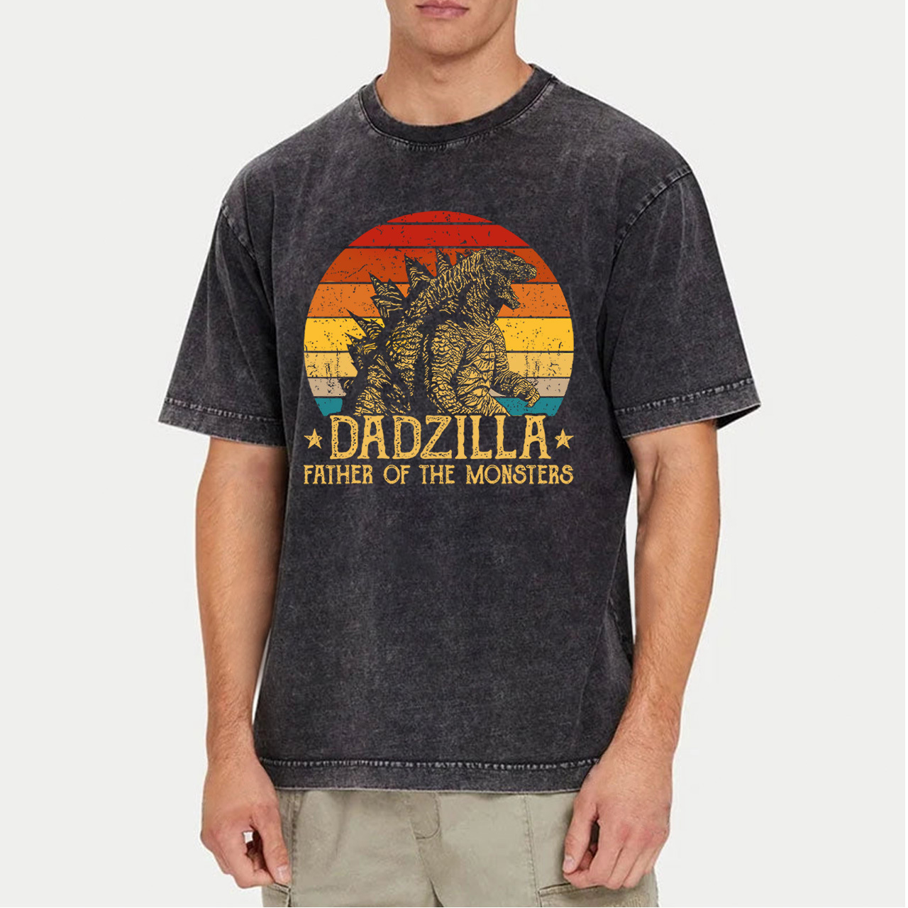 Dadzilla Father Of The Monsters Dad Washed T-Shirts